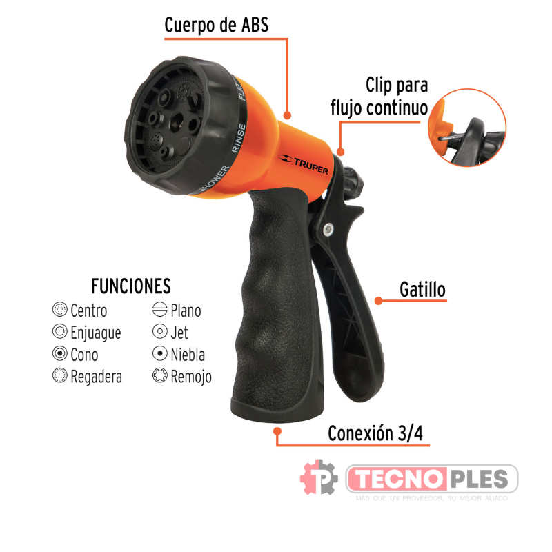 REF 18482 PISTOLA PLASTICA RIEGO 8 TIPOS