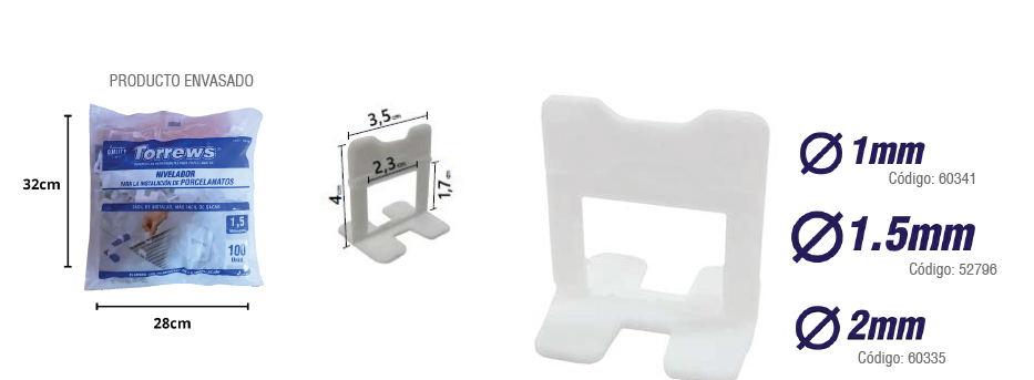 REF 52796 NIVELADOR PORCELANATO 1.5MM 100U