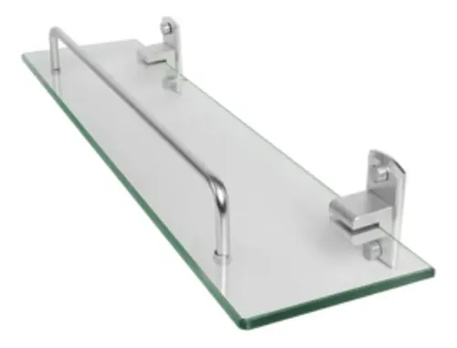 REF YW553-08 REPISA EN VIDRIO BASE EN ALUMINIO SILVER MARCA BOCCHERINI