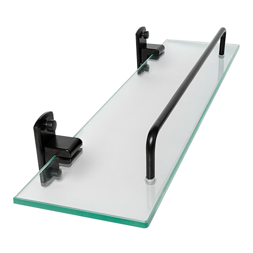 REF YW553-07 REPISA EN VIDRIO BASE ALUMINIO NEGRO