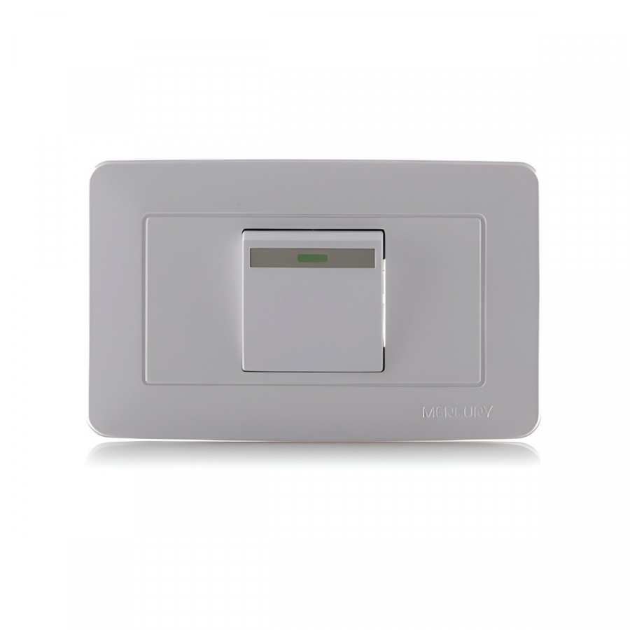 REF ETI08 INTERRUPTOR SENCILLO COMUNTABLE BLANCO LUZ PILOTO MARCA MERCURY