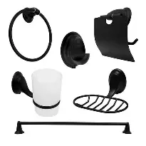 REF YW148-07 JUEGO ACCESORIOS PARA BAÑO X 6 
PIEZAS EN ZINC COLOR NEGRO