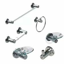 REF JIB-001 JUEGO DE ACCESORIOS PARA BAÑO PLATEADO  X 6 PIEZAS BLISTER MARCA ARKET