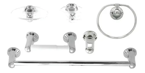 JUEGO ACCESORIOS BAÑO PLASTICO CROMADO